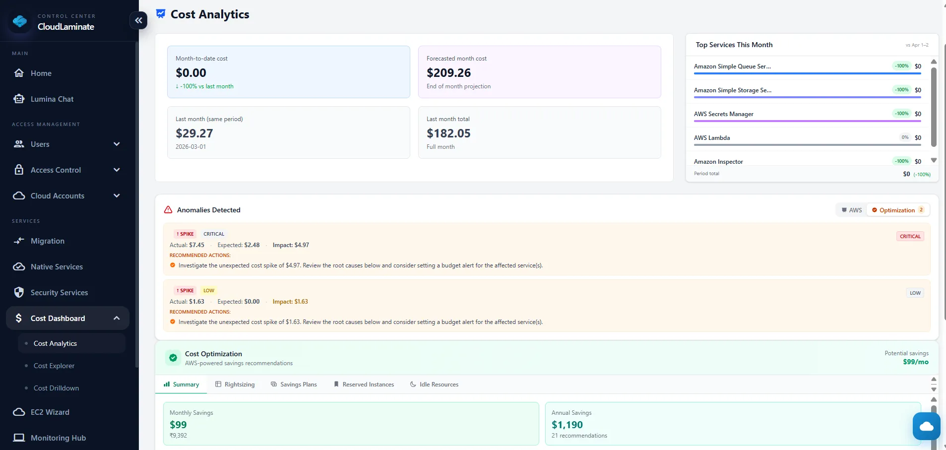 Cost Dashboard